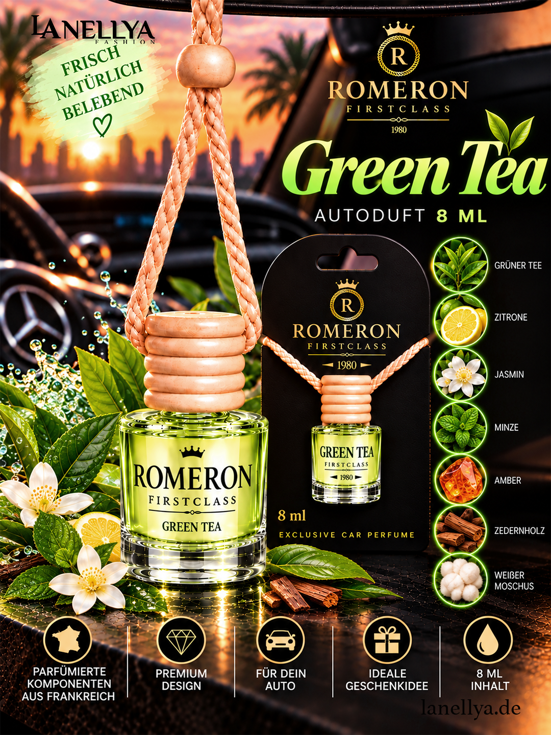 Romeron Autoduft Green Tea 8 ml – Frisch, Grün & Belebend