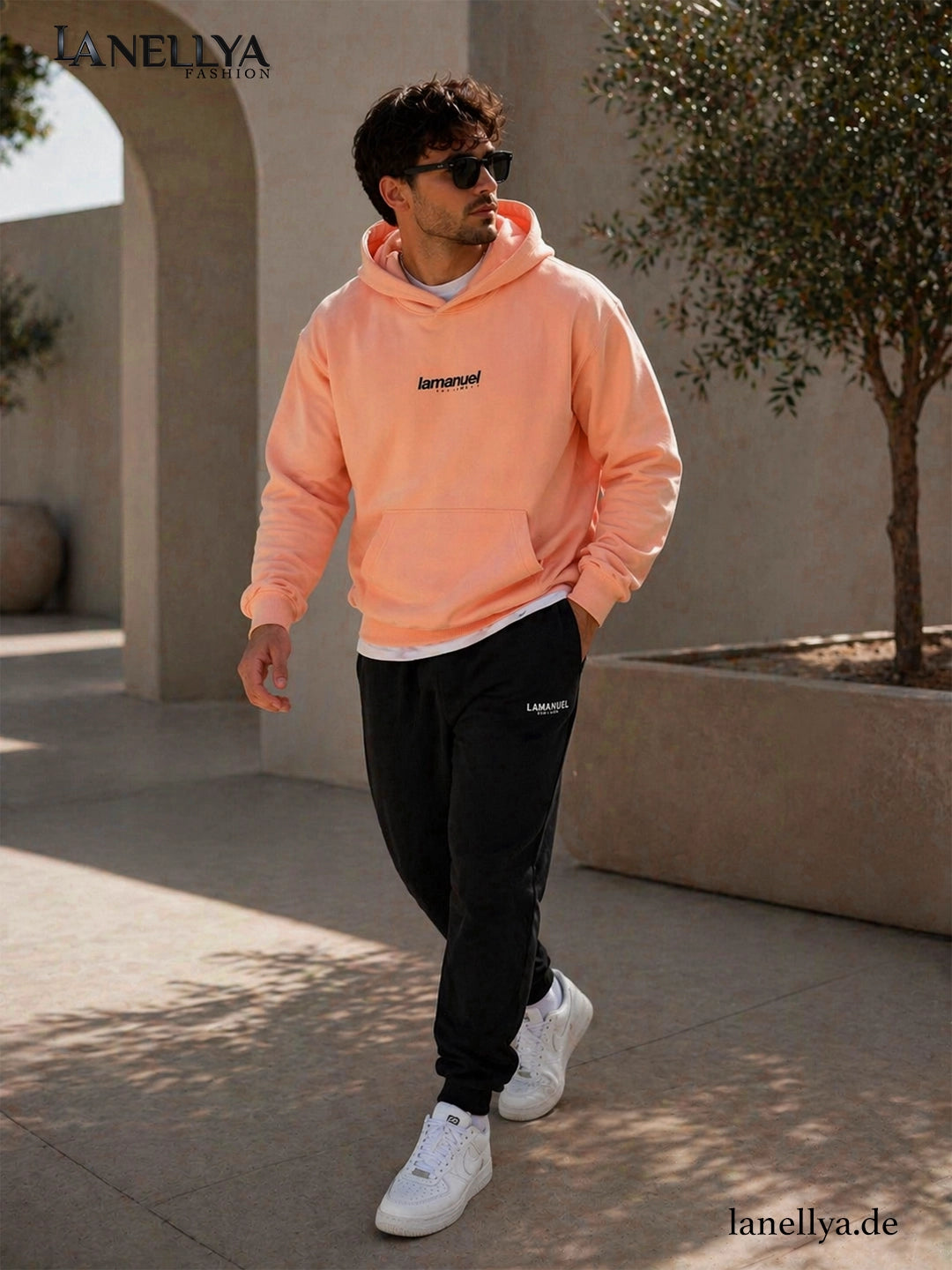 Herren Hoodie Peach Lamanuel mit Frontlogo