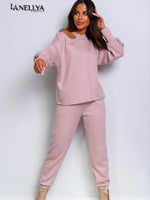 La Blanche Damen Komplett-Set beige – Zweiteiler mit Cut-Out Schulter