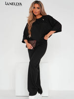 La Blanche Damen Outfit Schwarz – minimalistisches Set mit bequemem Schnitt