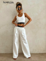 La Blanche Set Weiß mit Top und Wide Leg Hose