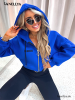 La Monne Damen Cropped Sweatshirt mit Kapuze – modischer Streetstyle