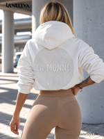 La Monne Damen Hoodie Weiß mit silbernem La Monne Detail vorne