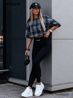 La Monne Damen Leggings Schwarz gerippt mit High Waist Bund S–L