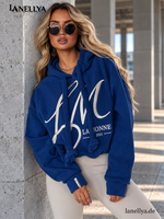 La Monne Damen Sweatshirt Royalblau mit Kapuze und Logo S–XL