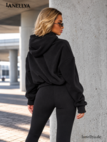 La Monne Damen Sweatshirt Schwarz mit weißem Logo Print