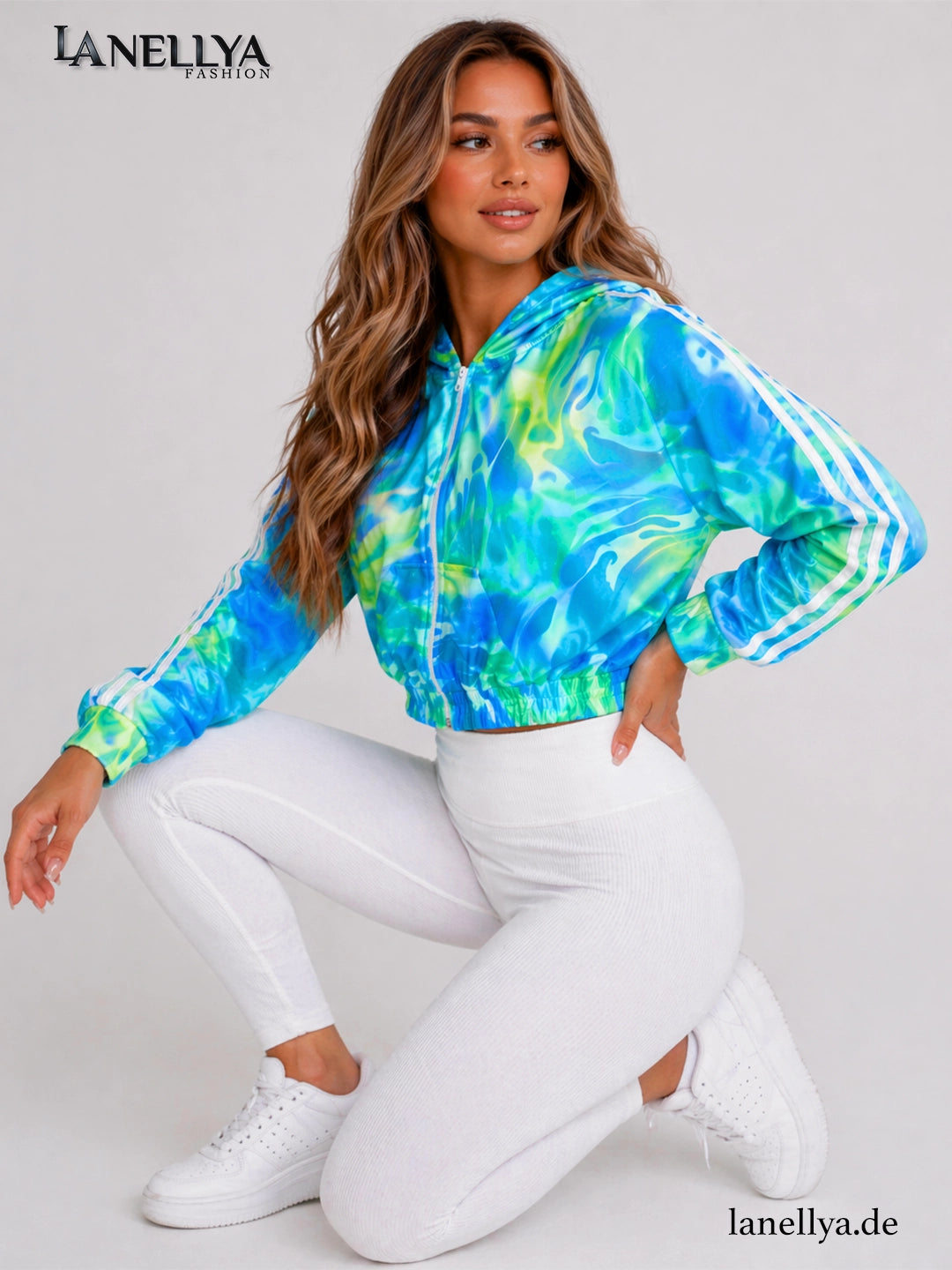 La Perla Damen Velours Sweatshirt mit Kapuze Türkis Blau