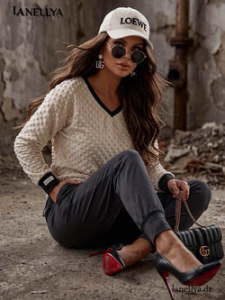 Laki Damen Freizeit Set  mit strukturiertem Sweatshirt und Hose