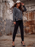 Laki Damen Freizeitanzug Schwarz S-L mit Sweatshirt und bequemer Hose