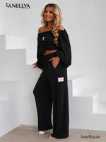 Laki Damen Komplett Set Schwarz für Freizeit, Urlaub und City Looks