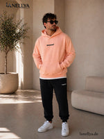 Lamanuel Hoodie Peach mit großem Logo auf dem Rücken