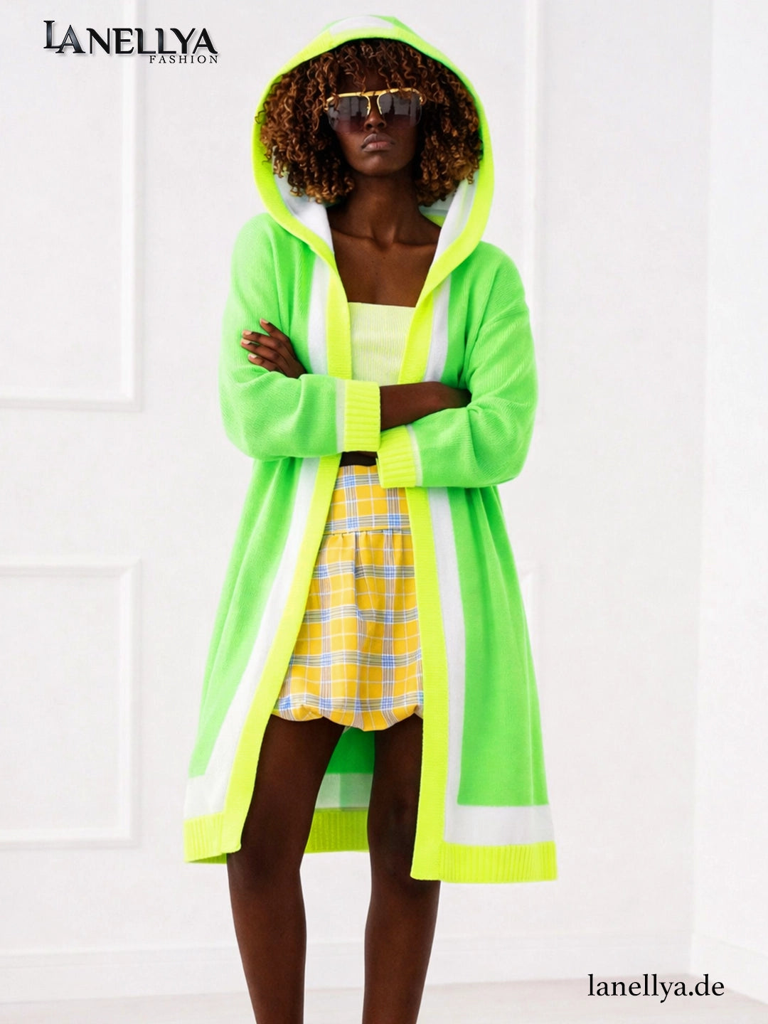 Langer Damen Strickcardigan Grün modern und bequem