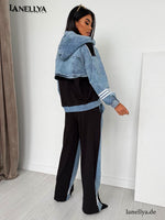 Lil Glam Damen Set Blau sportlich modischer Zweiteiler