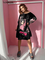 Lil Glam Kleid Damen – bequemes Kleid mit auffälligem Streetstyle Print