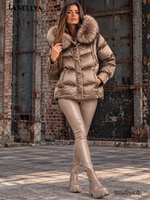 Liza Bruce Winterjacke Mokka M–XL mit voluminösem Schnitt