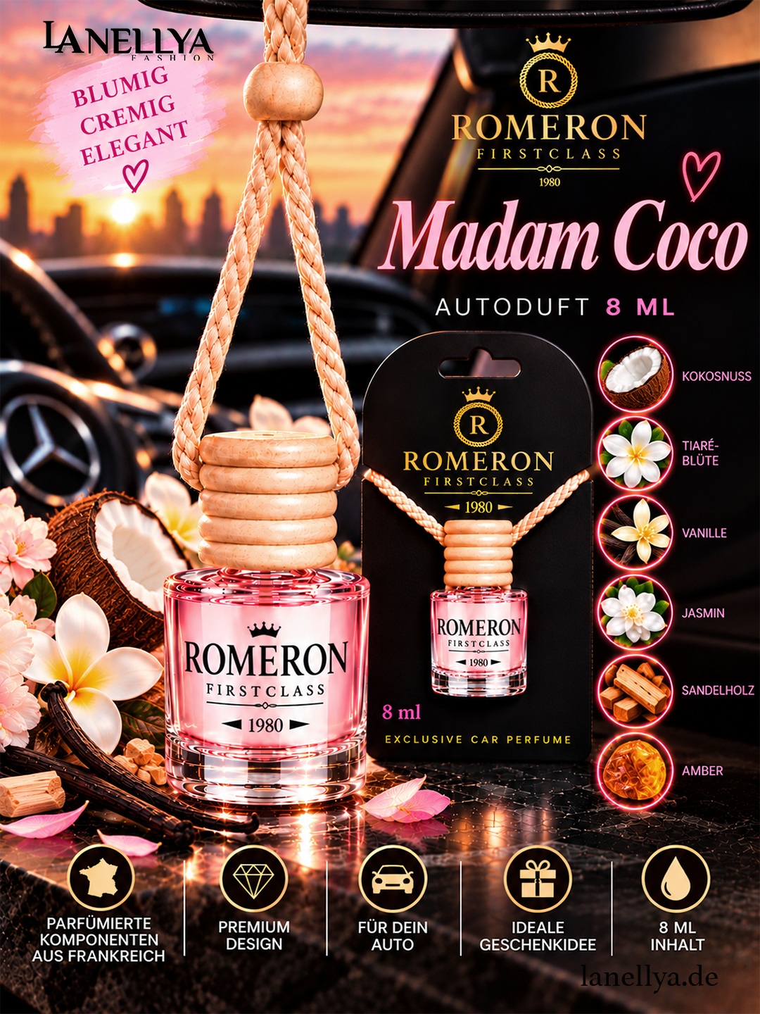 Romeron Autoduft Madam Coco 8 ml – Blumig, Cremig & Elegant