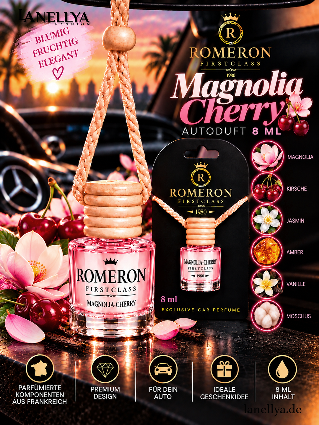 Romeron Autoduft Magnolia Cherry 8 ml – Blumig, Fruchtig & Elegant