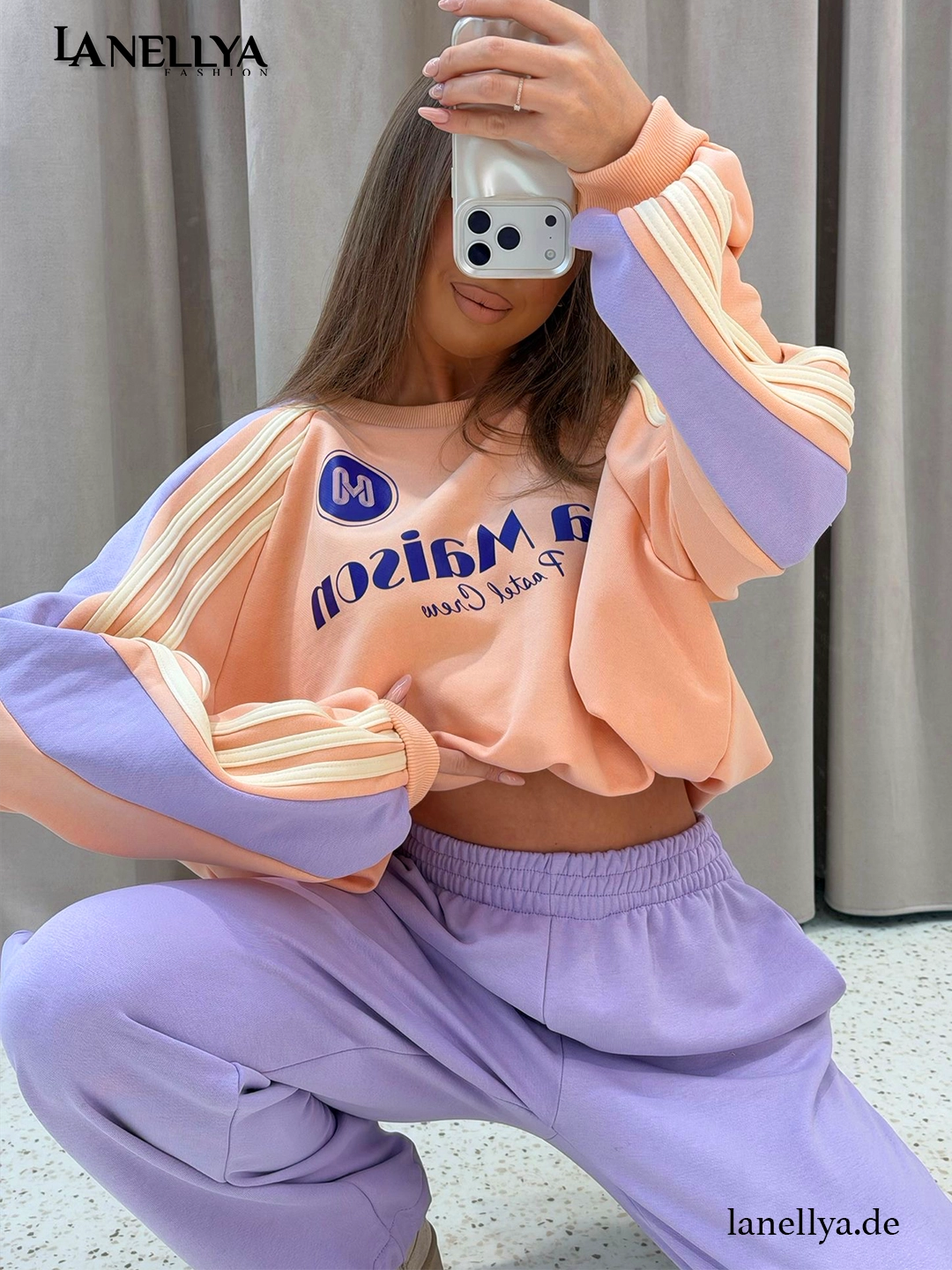 Mia Maison Damen Komplett Set – Pastell Sweatshirt & Hose