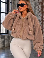 Mia Maison Teddy Jacke Damen Taupe flauschig Universalgröße S bis XL