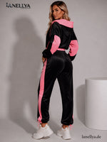 Milla Rossi Damen Dreiteiler mit Crop Top Kapuzenjacke und Jogger Hose