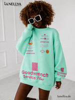 Miss City Oversize Sweatshirt Mint mit großem Rückenprint und Nummer 3