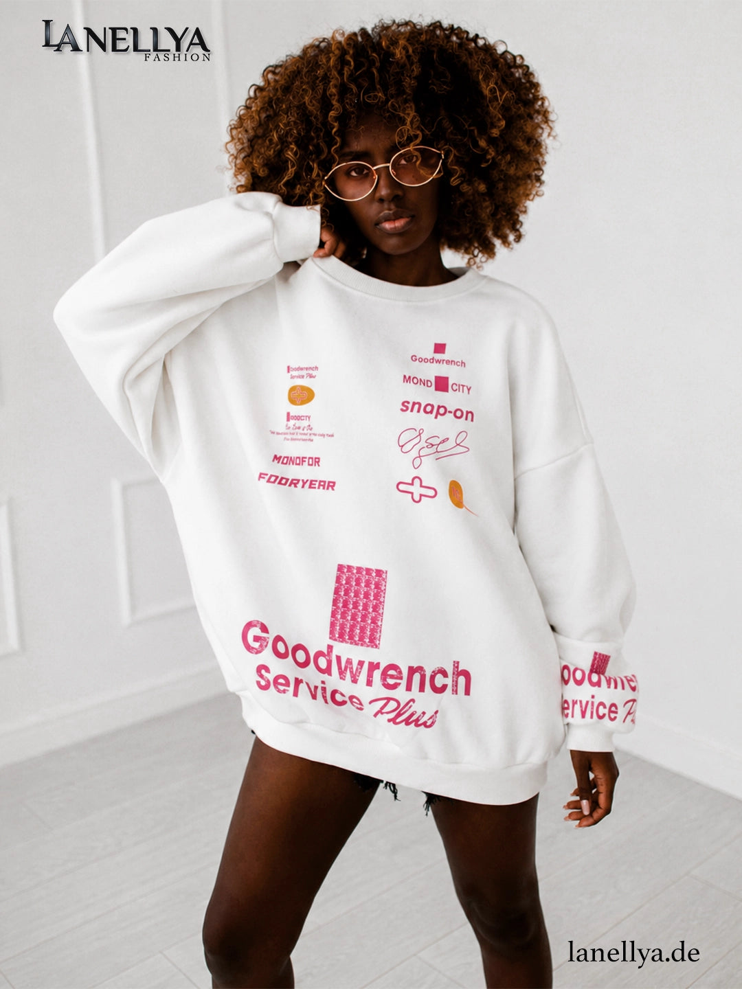 Miss City Oversize Sweatshirt Weiß mit großem Rückenprint