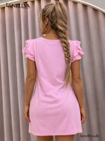 Modernes Damen Sommerkleid Rosa femininer City Look