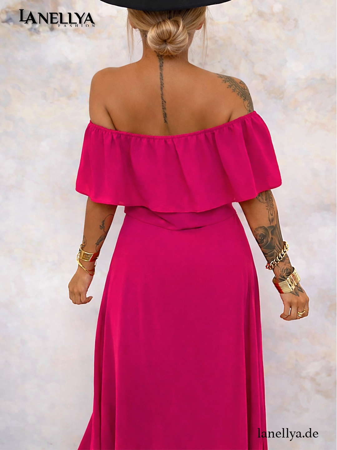 Off-Shoulder Kleid Damen Pink La Nellya Fashion
