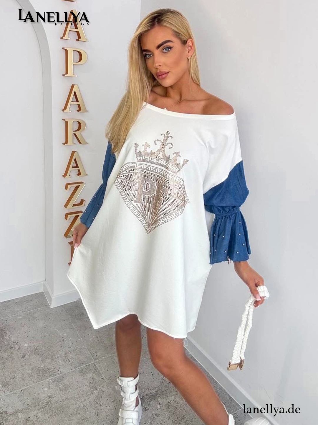 Oversize Kleid Damen Paparazzi Tunika Streetstyle Outfit