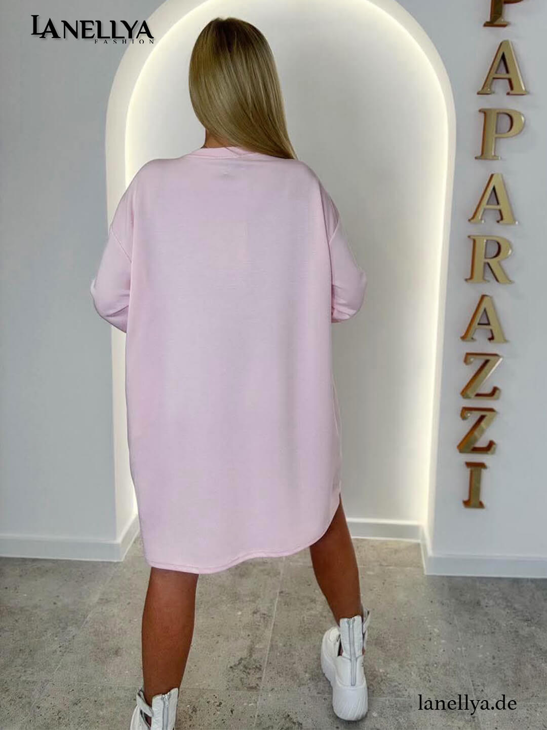 Oversize Damen Kleid Rosa modernes Casual Outfit