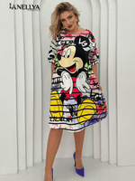 Oversize Kleid Damen bunt – Lil Glam Statement Look mit Print