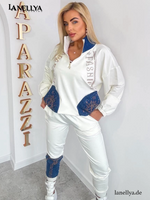 Paparazzi Damen Komplett Set Sweatshirt und Hose Streetstyle Zweiteiler