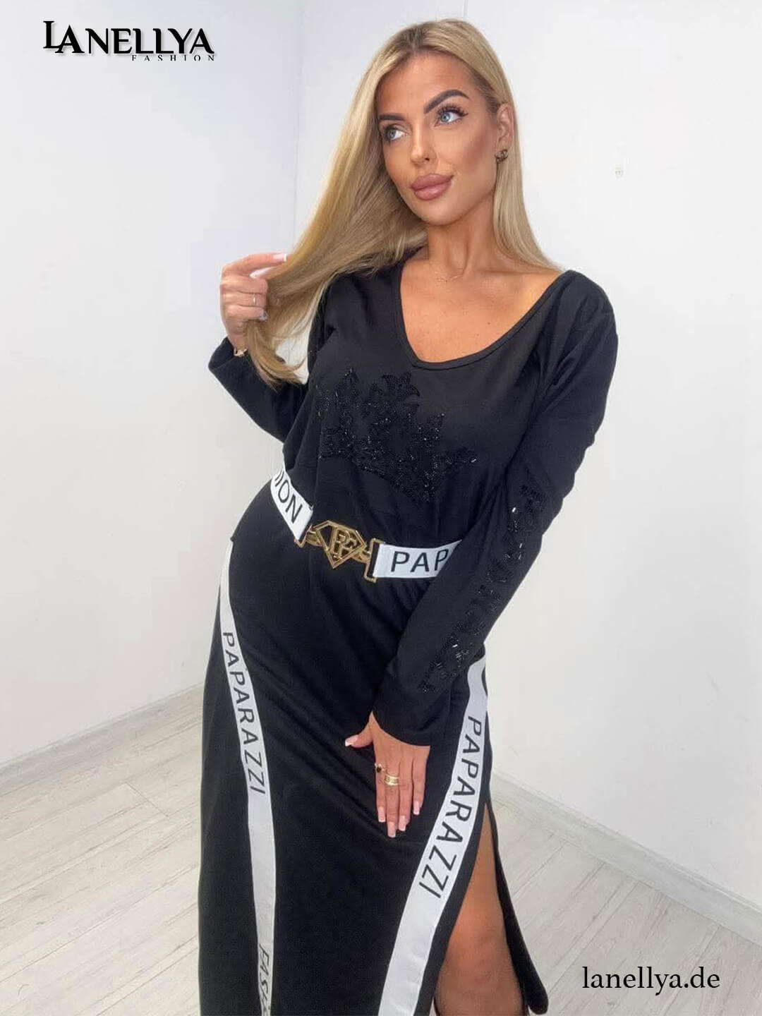 Paparazzi Damen Kleid Schwarz Event und City Look