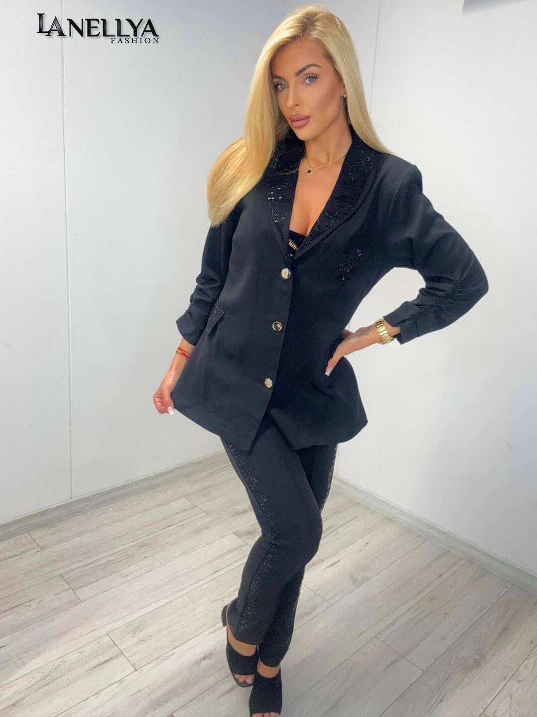 Paparazzi Damen Komplett Set in Schwarz – eleganter Zweiteiler Look