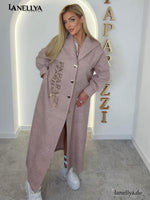 Paparazzi Damen Mantel Rosé eleganter Oversize Mantel mit Reverskragen