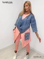 Paparazzi Damen Set Rosa – sportlich-eleganter Look mit Jeans-Details und Tasche