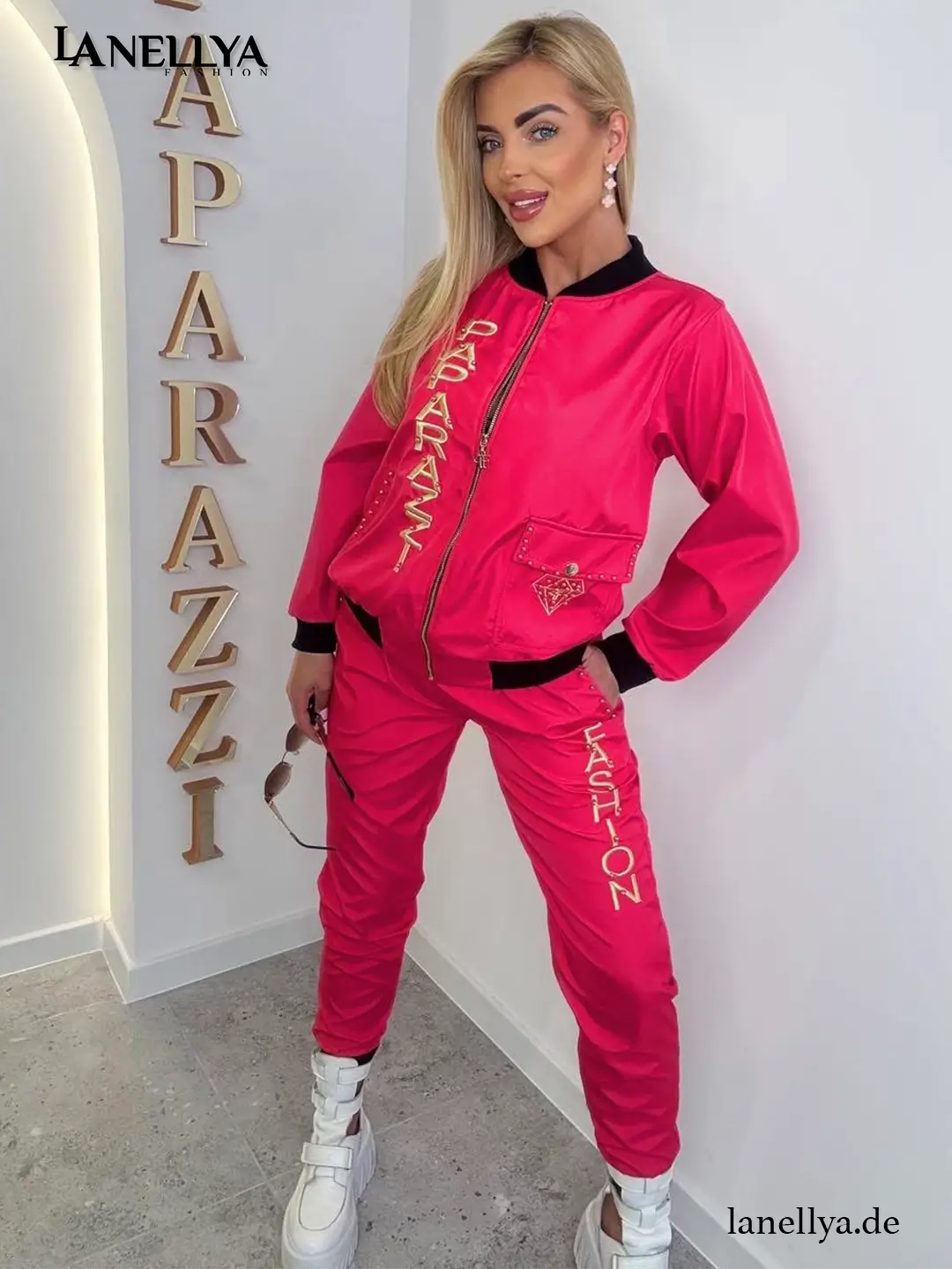 Paparazzi Damen Streetstyle Set Pink luxuriöser Zweiteiler