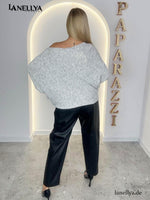 Paparazzi Eleganter Damenpullover in Grau im lässigen Oversize-Stil