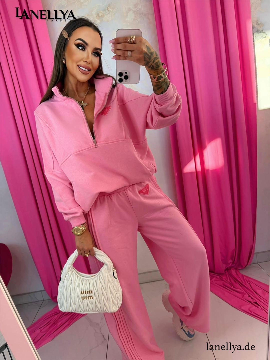 Pink Mania Damen Komplett Set Pink Sweatshirt und Hose