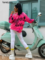 Pinkes Damen Oversize Sweatshirt Zocco mit Designer Print