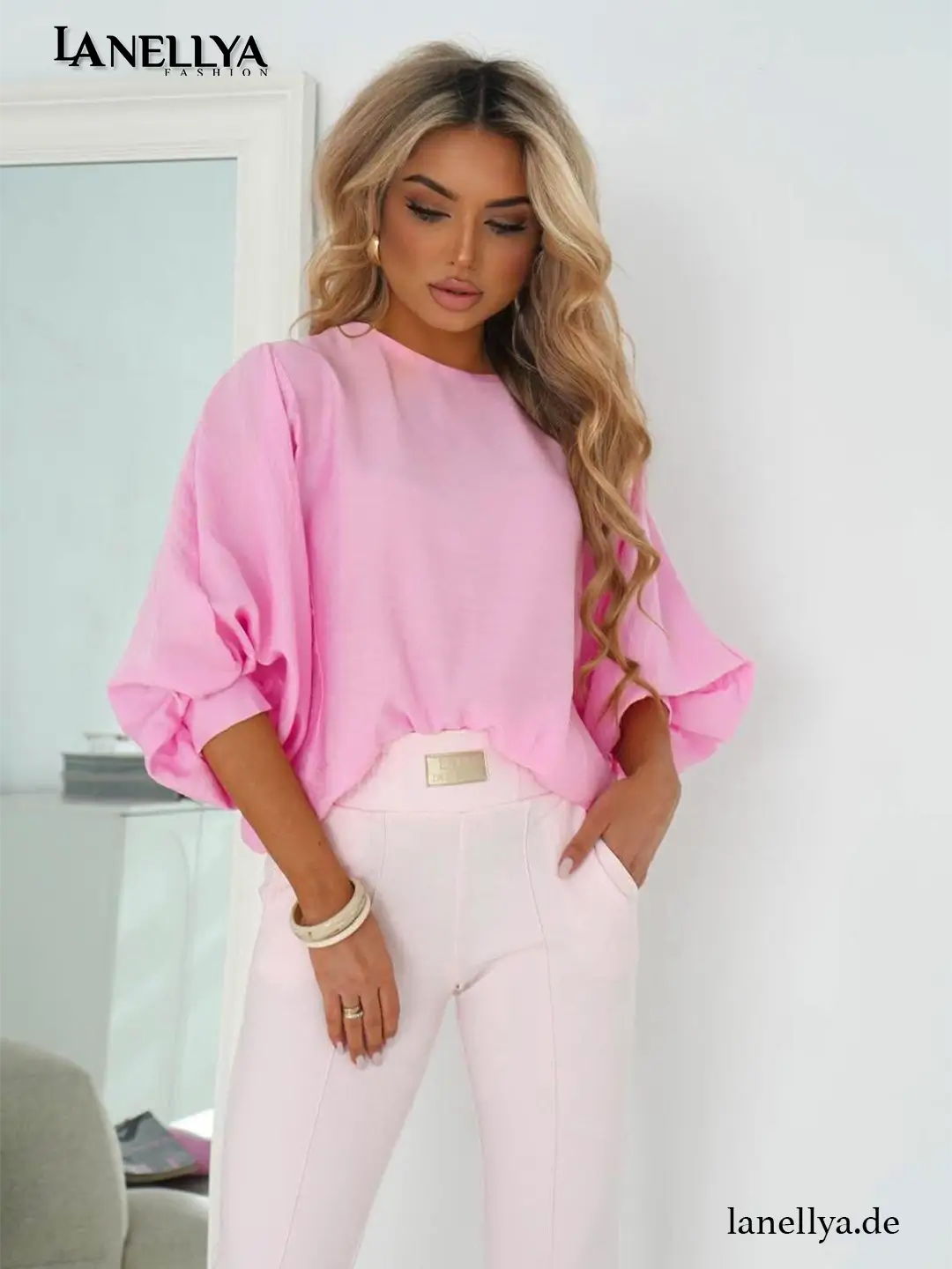 Pinkes La Blanche Shirt Damen elegantes Oversize Oberteil