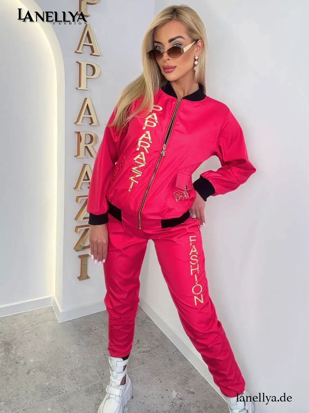 Pinkes Damen Komplett Set mit Gold Applikationen Paparazzi