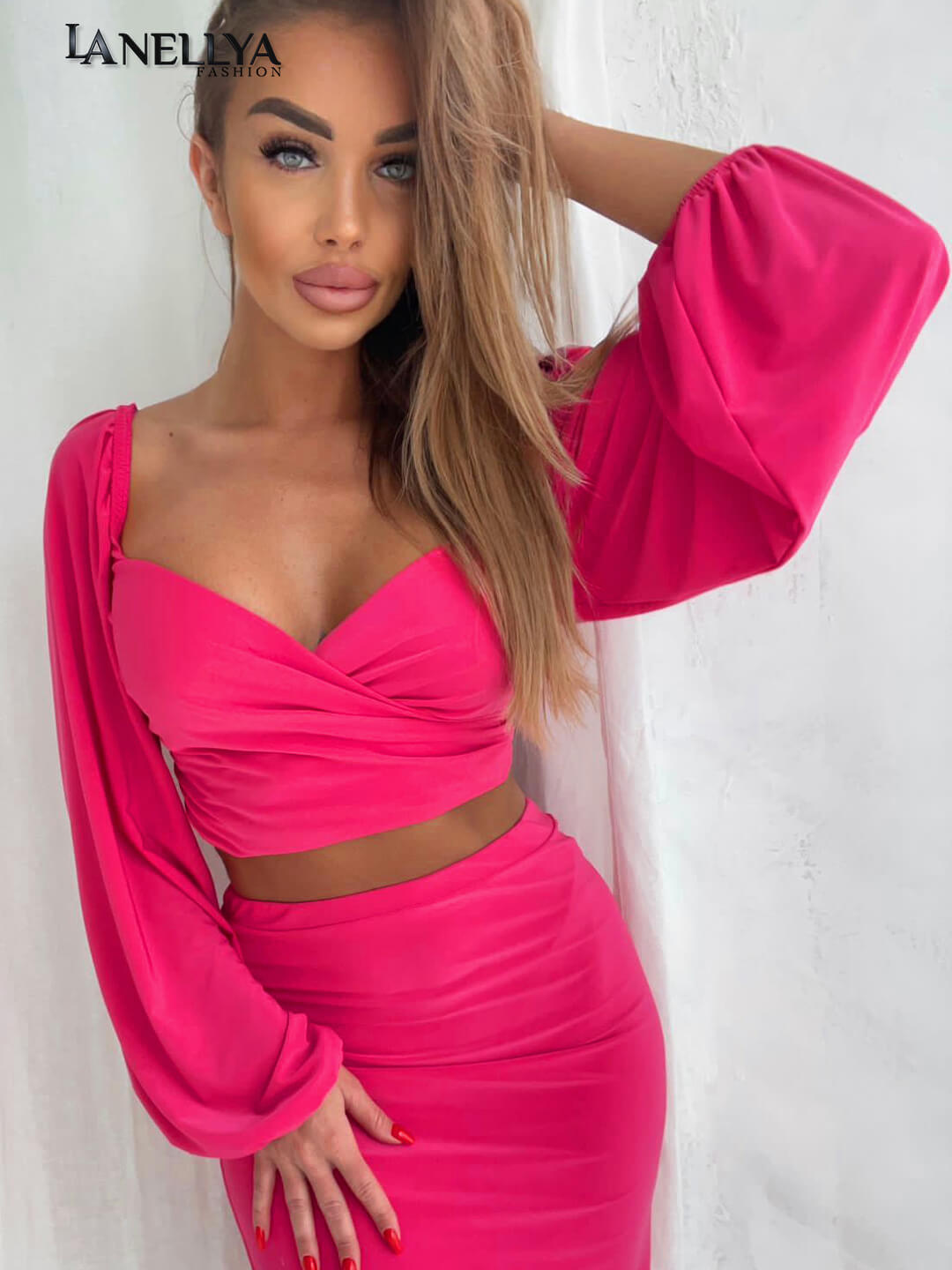 Pinkes Damen Set mit elegantem Rock