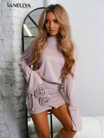 Puderrrosa Damen Set mit Bluse und Minirock Ola Bianka