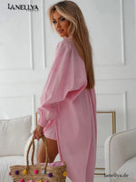 Rosa Damen Longbluse Oversize Boutique Look