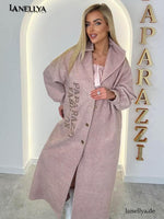 Rosafarbener Damen Mantel Paparazzi Fashion eleganter Oversize Look