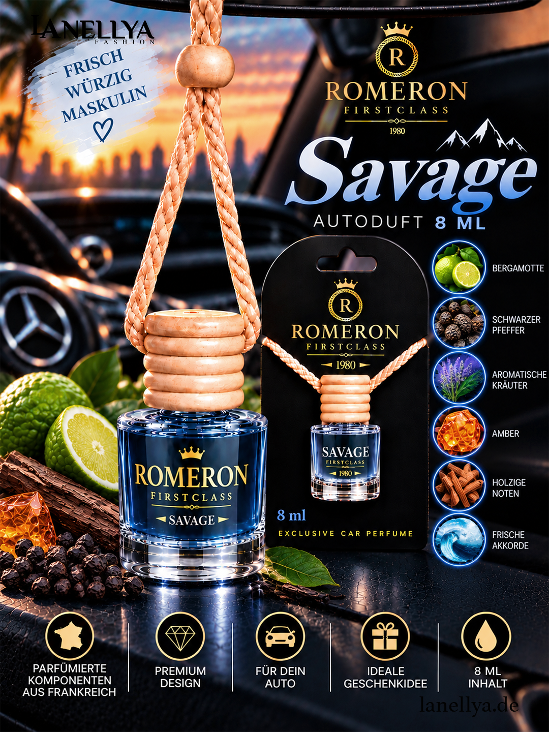 Romeron Autoduft Savage 8 ml – Frisch, Würzig & Maskulin