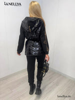 Schwarze Steppweste Damen im Set mit Gold-Akzenten