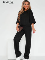 Schwarzer Zweiteiler für Damen von La Blanche – Oberteil und Hose im Clean Look