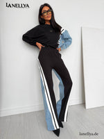 Schwarzes Damen Zweiteiler Set Lil Glam Urban Chic